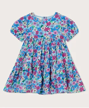 Monsoon Children Floral Puff Sleeves Party Dress - Multicolor