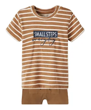 Name It Small Steps Everyday T-Shirt & Shorts Set - Brown