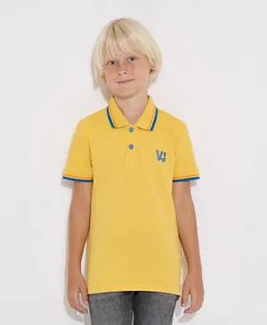 Victor and Jane Logo Embroidered Polo T-shirt - Yellow