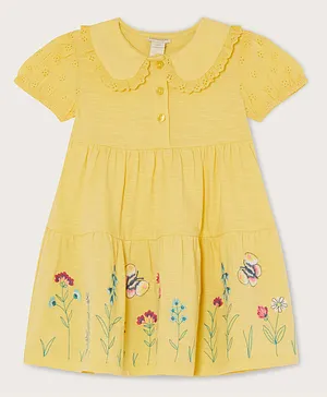 Monsoon Children Embroidered  Floral Dress - Yellow