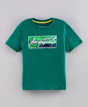 Aeropostale Sueded Jersey Graphic Tee with Sequins - Green