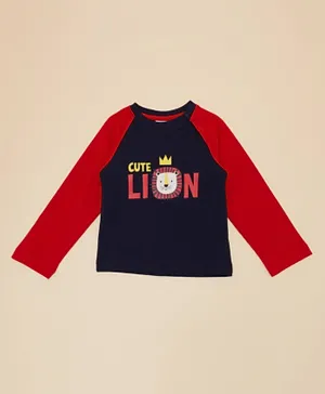 R&B Kids Cute Lion Graphic T-Shirt - Navy Blue