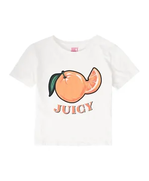 Juicy Couture Cotton Orange Graphic T-Shirt - White