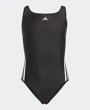 Adidas 3 Side Striped V Cut Swimsuit - Black