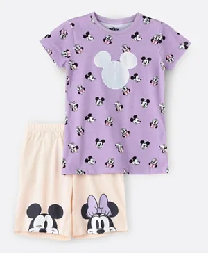 Disney Mickey & Friends Tee With Shorts Set - Purple
