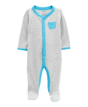 Carter's Striped Snap-Up Thermal Sleep & Play Pajamas - Grey