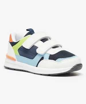 Juniors Colourblocked Sneakers With Hook And Loop Closure - Multicolour