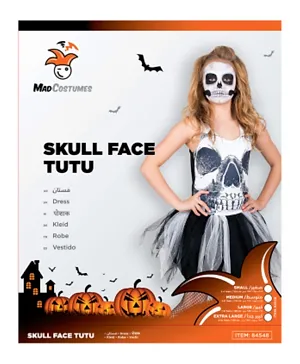 Mad Costumes Skull Face Tutu Dress Halloween Costume - Black