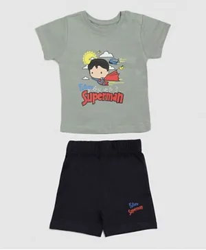 Zarafa Superman Graphic T-Shirt & Shorts Set - Grey