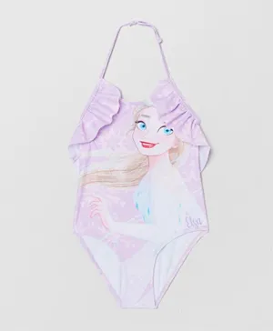 OVS All Over Disney Frozen Print V Cut Swimsuit - Orchid Bloom