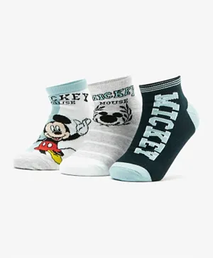 Disney 3 Pack Mickey Mouse Ankle Length Socks - Multicolor