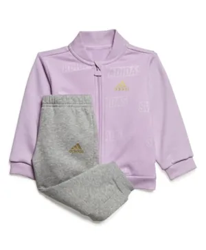 adidas Logo Graphic Sweatjacket & Joggers Set - Purple & Grey