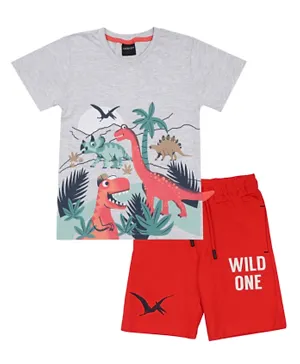 Urbasy Wild One T-Shirt with Shorts - Grey and Red