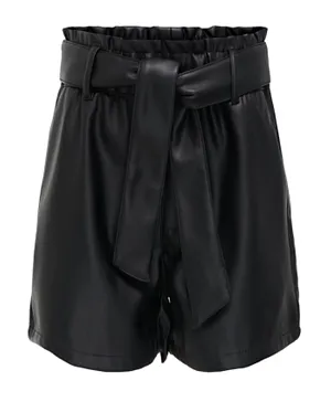 Only Kids Faux Leather Shorts - Black