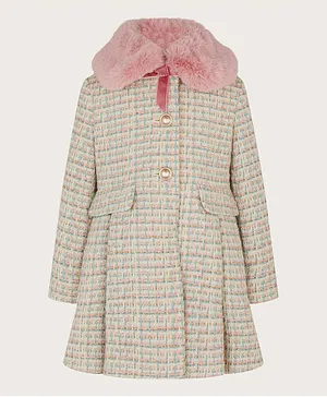 Monsoon Children Skirted Tweed Overcoat - Multicolor