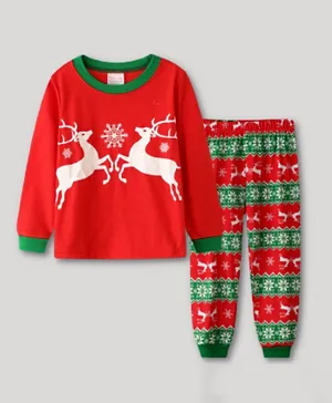 Lamar Baby Christmas Deer Print  Nightwear - Red