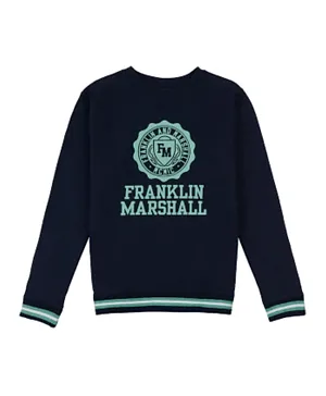 Franklin & Marshall Logo Graphic Tipped Sweatshirt - Blue