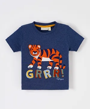 JoJo Maman Bebe Tiger T-Shirt - Indigo