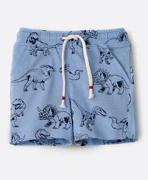 Jam Dino Printed Knit Shorts - Blue