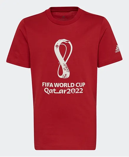 اديداس -تيشيرت مزين بشعار الفيفا الرسمي لكأس العالم 2022  - كستنائي أكتيف