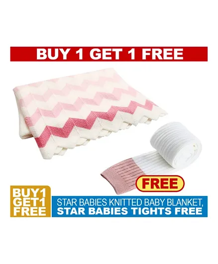 Star Babies Knitted Blankets with Kids Tights - Pink