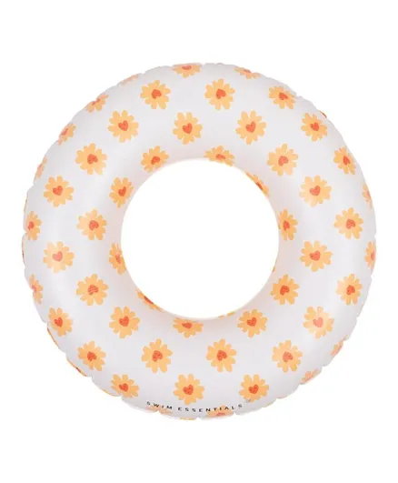 حلقة سباحة سويم إسنشيلز بطبعة زهور وقلوب - أبيض وأصفر