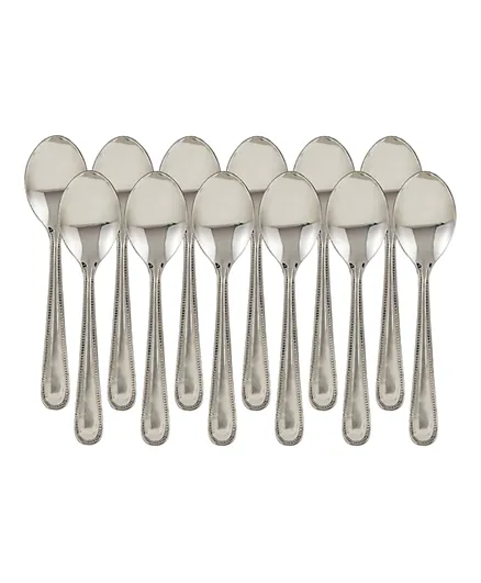 Raj Royal Dessert Spoon Set Silver - 12 Pieces