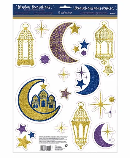 Party Centre Eid Celebration Window Decorations - Pack of 6