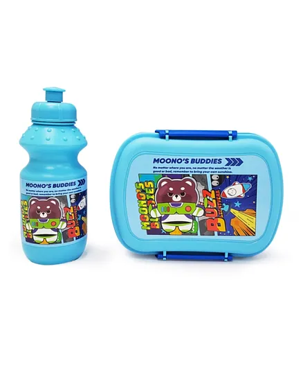 Eazy Kids Buddies Lunch Box with Water Bottle - Blue