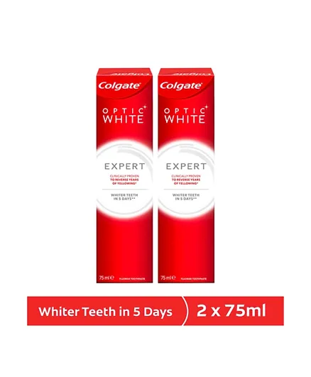 Colgate Optic White Expert White Whitening Toothpaste Pack of 2 - 75mL each