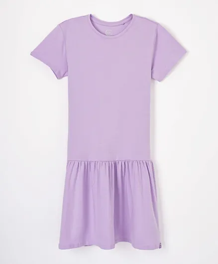 SMYK Round Neck Basic Dress - Violet