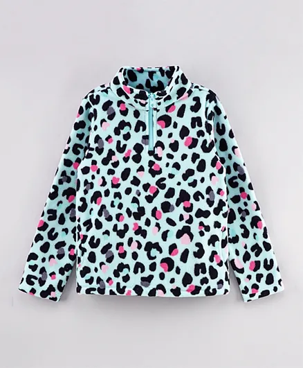 The Children's Place Cheetah Print Fleece Sweatshirt - Iced Mint