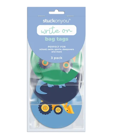 Stuck On You Revs and  Roars Bag Tag Multicolor - Pack of 3