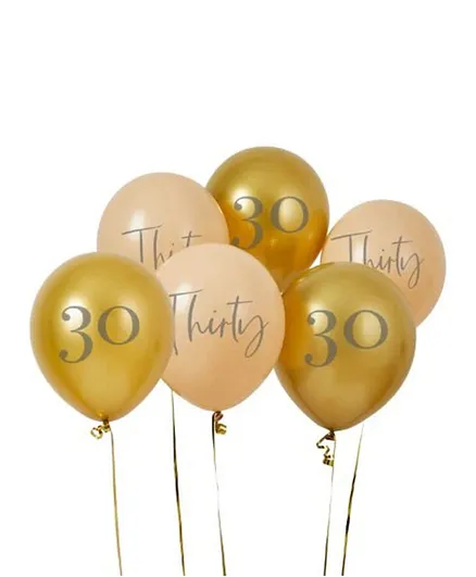 Hootyballoo Gold & Nude Thirty Latex  Balloons - 6 Pieces
