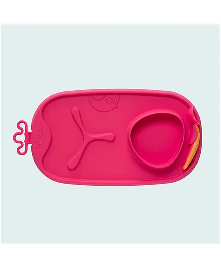 b.box Roll n Go Feeding Plate & Bowl Mat - Strawberry Shake