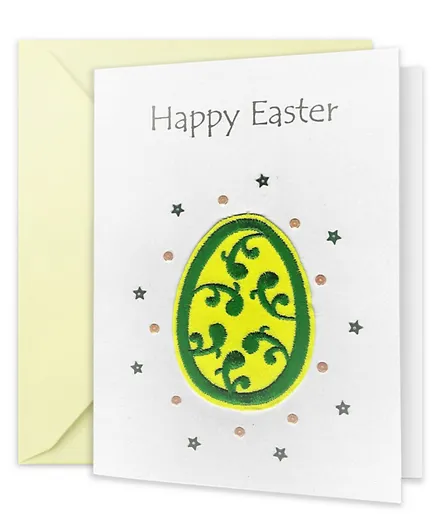 Fay Lawson Hand Crafted Card Happy Easter with White Envelope - Yellow and White