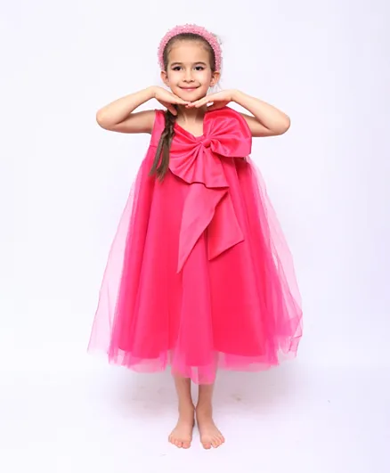 DDaniela Big Bow Applique Party Dress - Pink