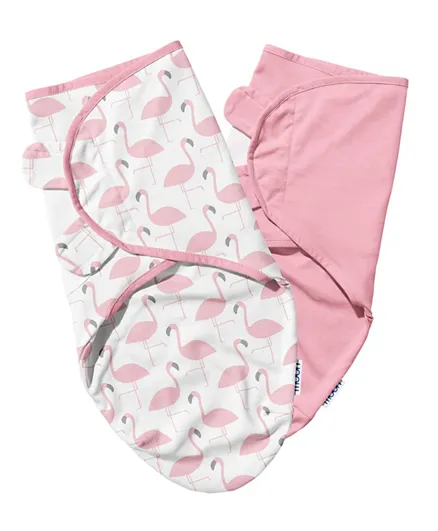 Moon Organic Baby Swaddle Flamingo Print & Pink - Pack Of 2