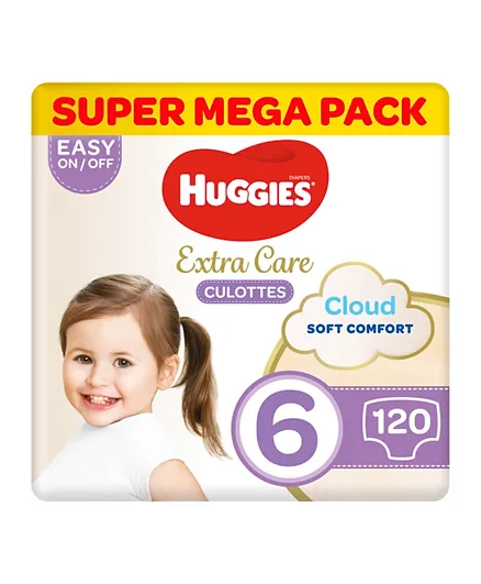 Huggies Extra Care Culottes Pant Style Diapers Super Mega Pack of 4 Size 6 - 120 Pieces