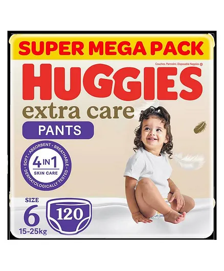 Huggies Extra Care Culottes Pant Style Diapers Super Mega Pack of 4 Size 6 - 120 Pieces