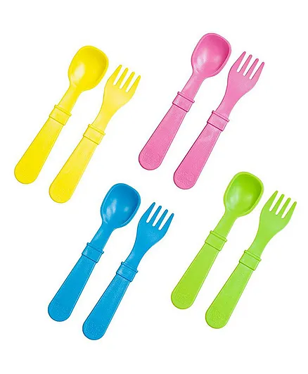 Re-Play Recycled Packaged Spoons & Forks Assorted Colours - Pack of 8