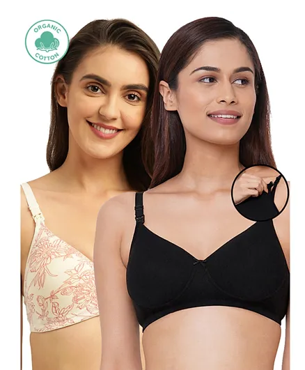 Inner Sense 2 Pack Organic Antimicrobial Padded NonWired Feeding Bra - Multicolor