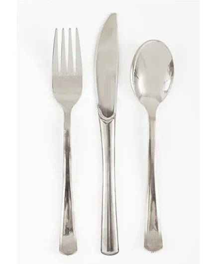 Unique Metallic Silver Cutlery - Pack of 18