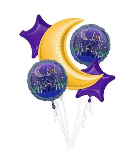 Party Propz Eid Mubarak Balloons - Set of 5