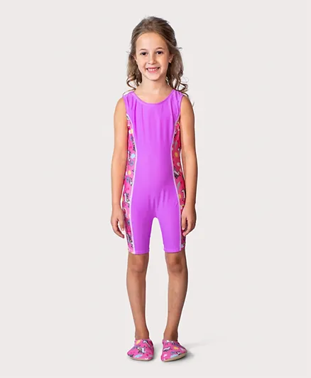Coega Sunwear Rainbow Unicorns Print Shortie Swim Suit - Purple