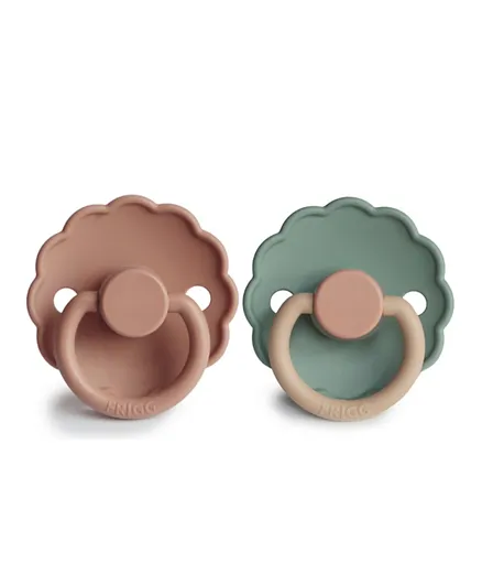 FRIGG Daisy Silicone Baby Pacifier 2-Pack Rose Gold/Willow - Size 2