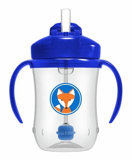 Dr Browns Blue Deco Baby's First Straw Cup with Handles - 270ml