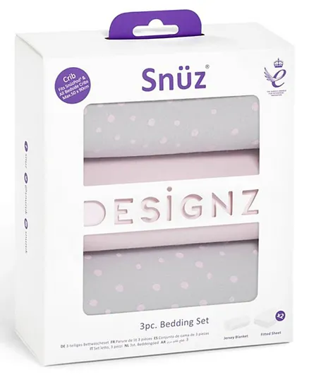Snuz SnuzPod Cotton Crib Bedding Set Rose Spot - Pack of 3