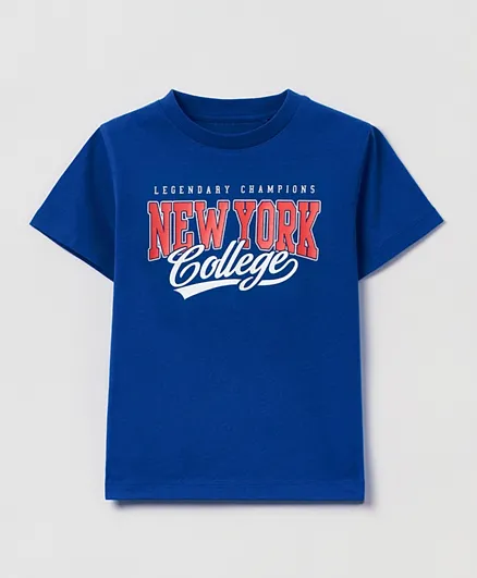 تي شيرت او في اس بتصميم نيويورك كوليدج - أزرق