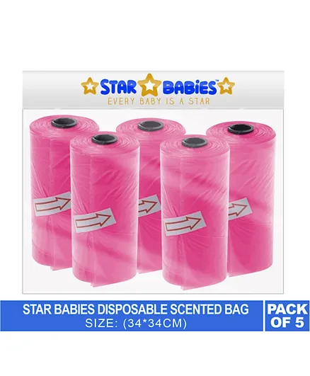 Star Babies Scented Bag Pink Large 75 Bags Pack of 5